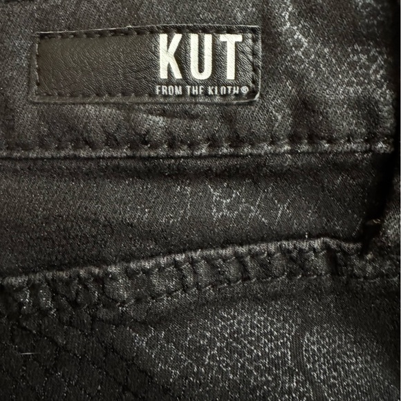 Kut From The Kloth Mia High Rise Ankle Toothpick Skinny Black Snakeskin Size 12 - Picture 3 of 11